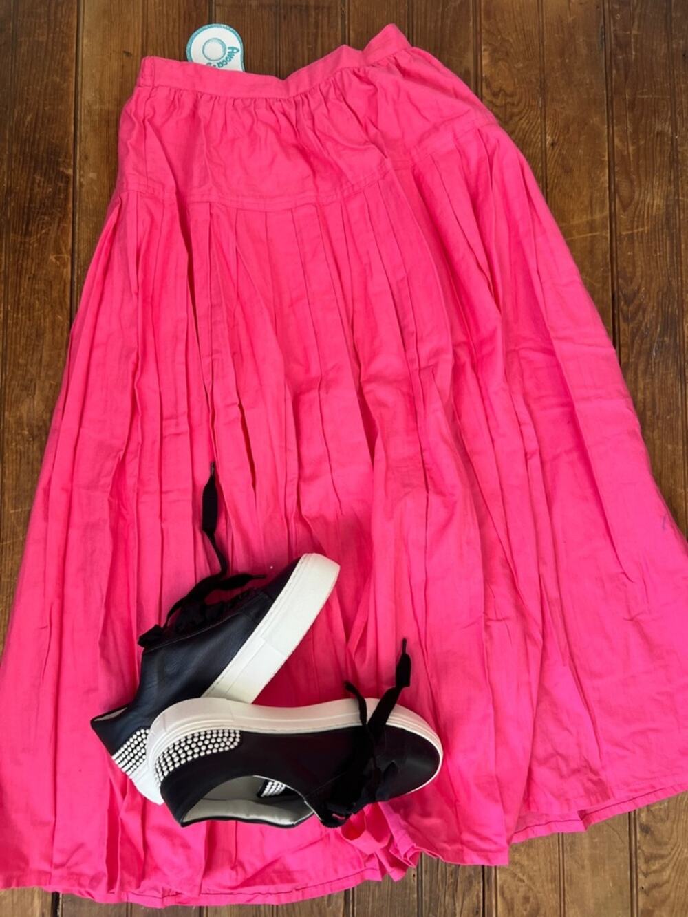 Vintage 80s skirt Bright Pink cotton Tiered Maxi New NWT